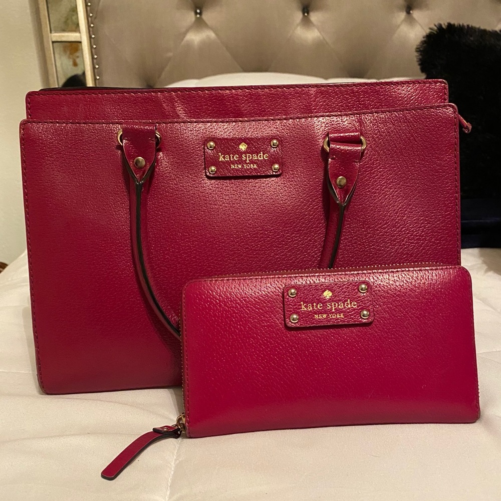 Kate Spade Cranberry Purse & Wallet BUNDLE